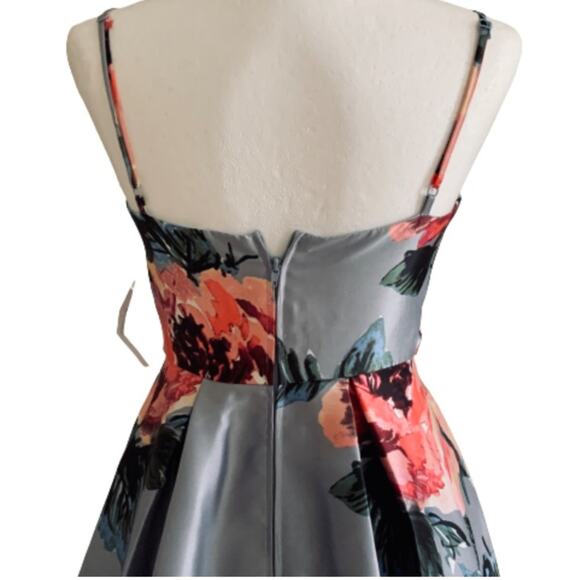 Crystal Doll Dress Gray Blue Pink Floral Spaghetti Strap Party Junior Size 3 NEW - Picture 8 of 14